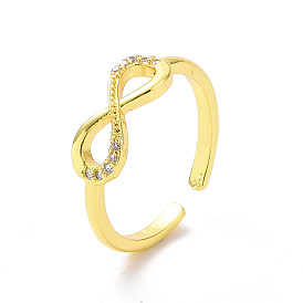 Открытое кольцо-манжета бесконечности из прозрачного кубического циркония, украшения из латуни на день святого валентина