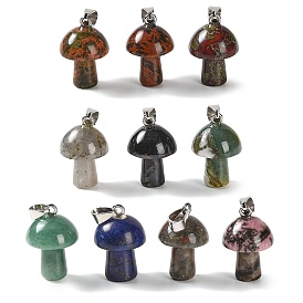 Природные и синтетические Gemstone подвески, с 304 фурнитурой из нержавеющей стали, гриб