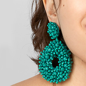 Bohemian Beaded Earrings for Women - Exaggerated Dangle Drop Earings with Weaved Pearls (ERP67)