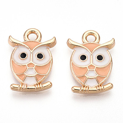 Подвески из эмали и сплава, стойки покрытие, без кадмия, без никеля и без свинца, очарование совы, золотые
