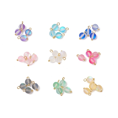 9 шт 9 цвета синтетический лунный камень круглые подвески, с медными петлями, золотые