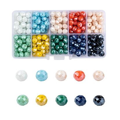 Electroplate Glass Beads, Pearl Luster Plated, Faceted, Rondelle