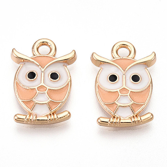 Подвески из эмали и сплава, стойки покрытие, без кадмия, без никеля и без свинца, очарование совы, золотые