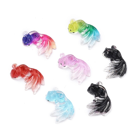 Прозрачные смолы кабошоны, для украшения своими руками, золотая рыбка