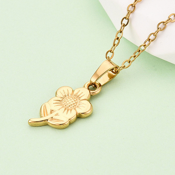 304 подвесные из нержавеющей стали ожерелья, цветок, ионное покрытие (ip)