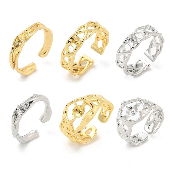 Латунный колышек для установки открытого манжетного кольца, для полуполых бусин 