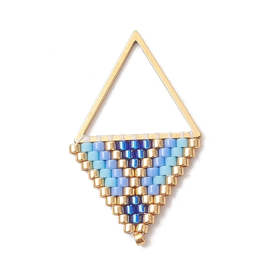 Подвески из стеклянного бисера и нержавеющей стали, ромб прелести, золотые