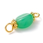 Natural Chrysoprase Links Connectors, with Alloy Daisy Spacer Beads & Brass Eye Pin, Golden, Nuggets