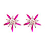 Sparkling Floral Alloy Earrings with Colorful Gems - Fashionable and Bold Ear Accessories for Street Style Chic