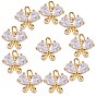 10Pcs Brass Micro Pave Clear Cubic Zirconia Charms, Long-Lasting Plated, Butterfly