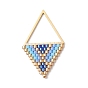 Подвески из стеклянного бисера и нержавеющей стали, ромб прелести, золотые