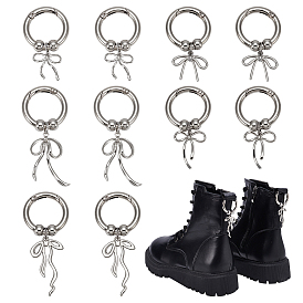 10 шт. 5 стили бантовые подвески для обуви из сплава, с литыми пружинными кольцами