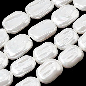 Нити бусин из гальванизированного непрозрачного стекла, имитирующие жемчуг, прямоугольные