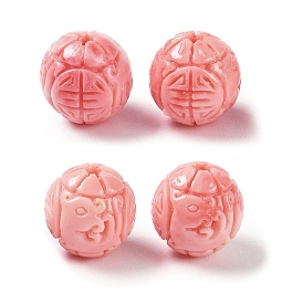 Synthetic Shell Dyed Carved Beads, Round