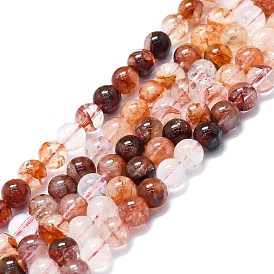 Natural Red Hematoid Quartz/Ferruginous Quartz Beads Strands, Fire Quartz, Grade AB, Round