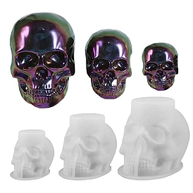 Halloween Skull DIY Display Decoration Statue Silicone Mold, Portrait Sculpture Resin Casting Molds, for UV Resin, Epoxy Resin Craft Making