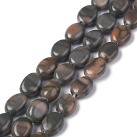 Natural Red Zebra Jasper Beads Strands, Oval