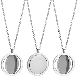 Наборы для самостоятельного изготовления плоских круглых ожерелий, включая вращающиеся подвески из нержавеющей стали, 304 Колье из тросов из нержавеющей стали