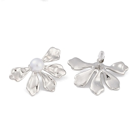 304 из нержавеющей стали серьги, с абс бисера, для женщин, цветок