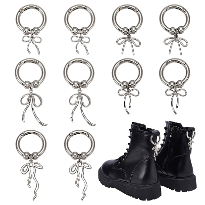 10 шт. 5 стили бантовые подвески для обуви из сплава, с литыми пружинными кольцами