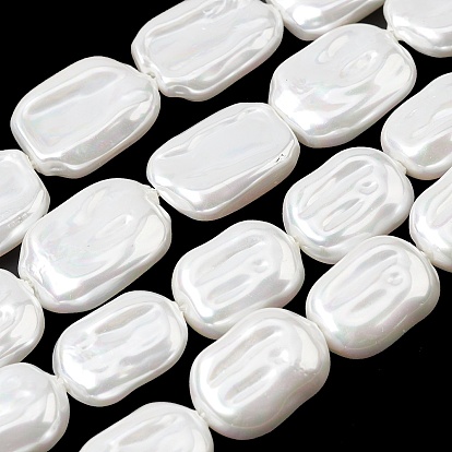 Нити бусин из гальванизированного непрозрачного стекла, имитирующие жемчуг, прямоугольные