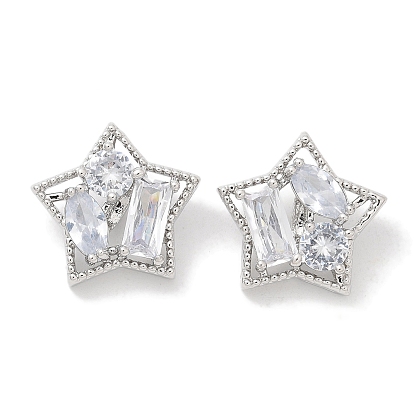 Стойка покрытие латунные микропаве прозрачные кубические циркониевые кнопки, долговечный, без свинца и без кадмия, цветок, 1-луночное