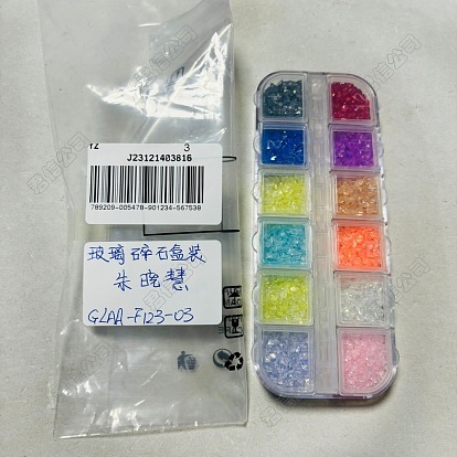 48g 12 colores transparente electroplate artesanía de vidrio triturado, color de ab chapado, virutas de vidrio irregulares, para decoración de uñas, relleno de jarrón diy