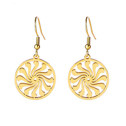 304 из нержавеющей стали болтаться серьги, кольцо с цветочным узором