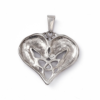 304 Stainless Steel Pendants, Heart Unicorn with Trinity Knot Charms