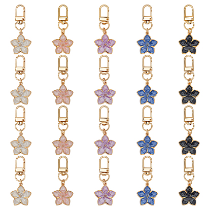 20 шт. 5 брелоки из цинкового сплава разных цветов, цветок, золотые