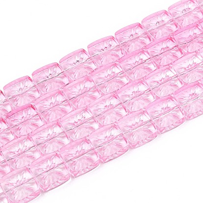 Прозрачные стеклянные бусины, квадратные с цветком