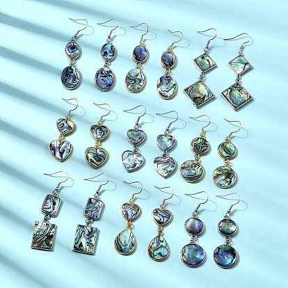 Серьги-подвески из натуральной латунной раковины морского ушка, долговечный, стойки покрытие