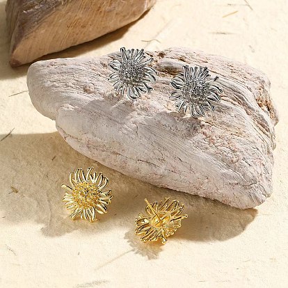 Серьги-гвоздики из латуни с цветком для женщин