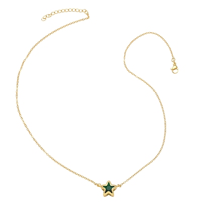 Brass Micro Pave Cubic Zirconia Pendant Necklaces, Star
