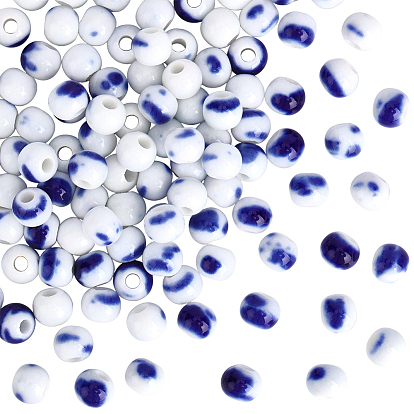 120шт. фарфоровые бусины ручной работы, круглые, яркие глазированный фарфор