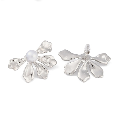 304 из нержавеющей стали серьги, с абс бисера, для женщин, цветок
