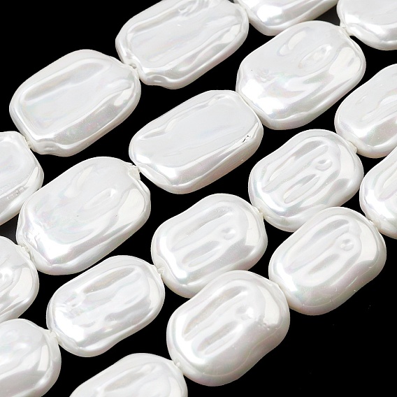 Нити бусин из гальванизированного непрозрачного стекла, имитирующие жемчуг, прямоугольные