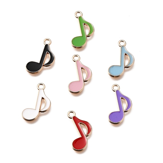 Colgantes de la aleación del esmalte, encantos de notas musicales, dorado