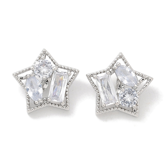 Стойка покрытие латунные микропаве прозрачные кубические циркониевые кнопки, долговечный, без свинца и без кадмия, цветок, 1-луночное