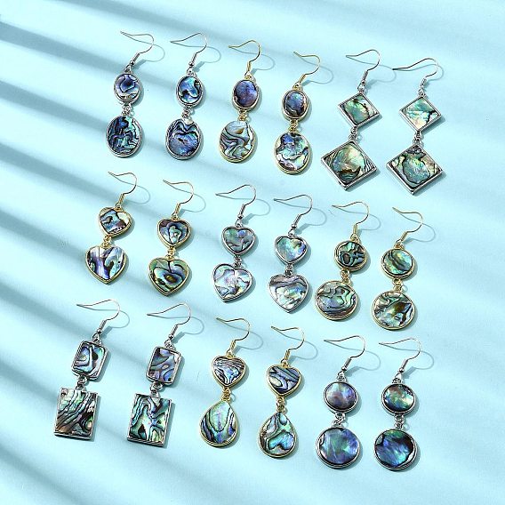 Серьги-подвески из натуральной латунной раковины морского ушка, долговечный, стойки покрытие