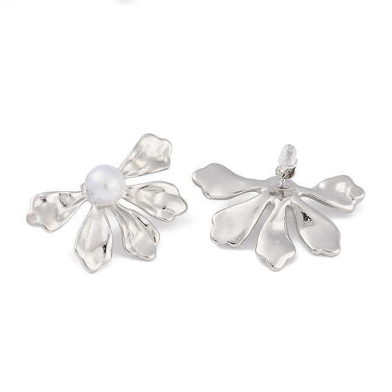 304 из нержавеющей стали серьги, с абс бисера, для женщин, цветок