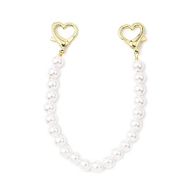 Декоративные цепочки для сумочки из круглых бусин из АБС-пластика с имитацией жемчуга, с примесями сердца Lobster Claw застежками, золотые