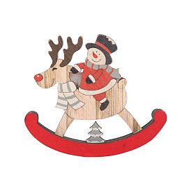 Wooden Decorations, for Christmas Decorations, Elk with Snowman