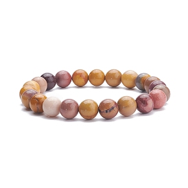 Natural Mookaite Round Beaded Stretch Bracelet, Gemstone Jewelry for Women