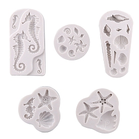 Food Grade Sea Animals DIY Silicone Fondant Molds, Resin Casting Molds, for Chocolate, Candy Making