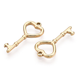 Saint Valentin 304 pendentifs en acier inoxydable, polissage manuel, charme de clé de coeur