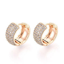 Латунные серьги-кольца из прозрачного кубического циркония