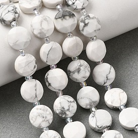 Природные Говлит бисер нитей, граненые шестиугольные бусины в форме монеты, с бисером