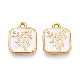304 нержавеющей стальной эмали подвески, квадратные и цветочные подвески, ионное покрытие (ip), реальный 18 k позолоченный
