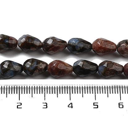 Natural Glaucophane Beads Strands, Faceted Teardrop
